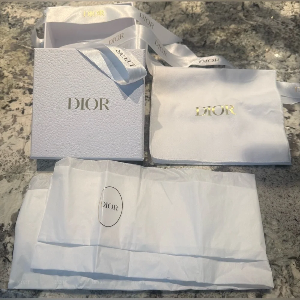 DIOR Cosmetic Bag with Gold Logo and Small Gift Box NWOT